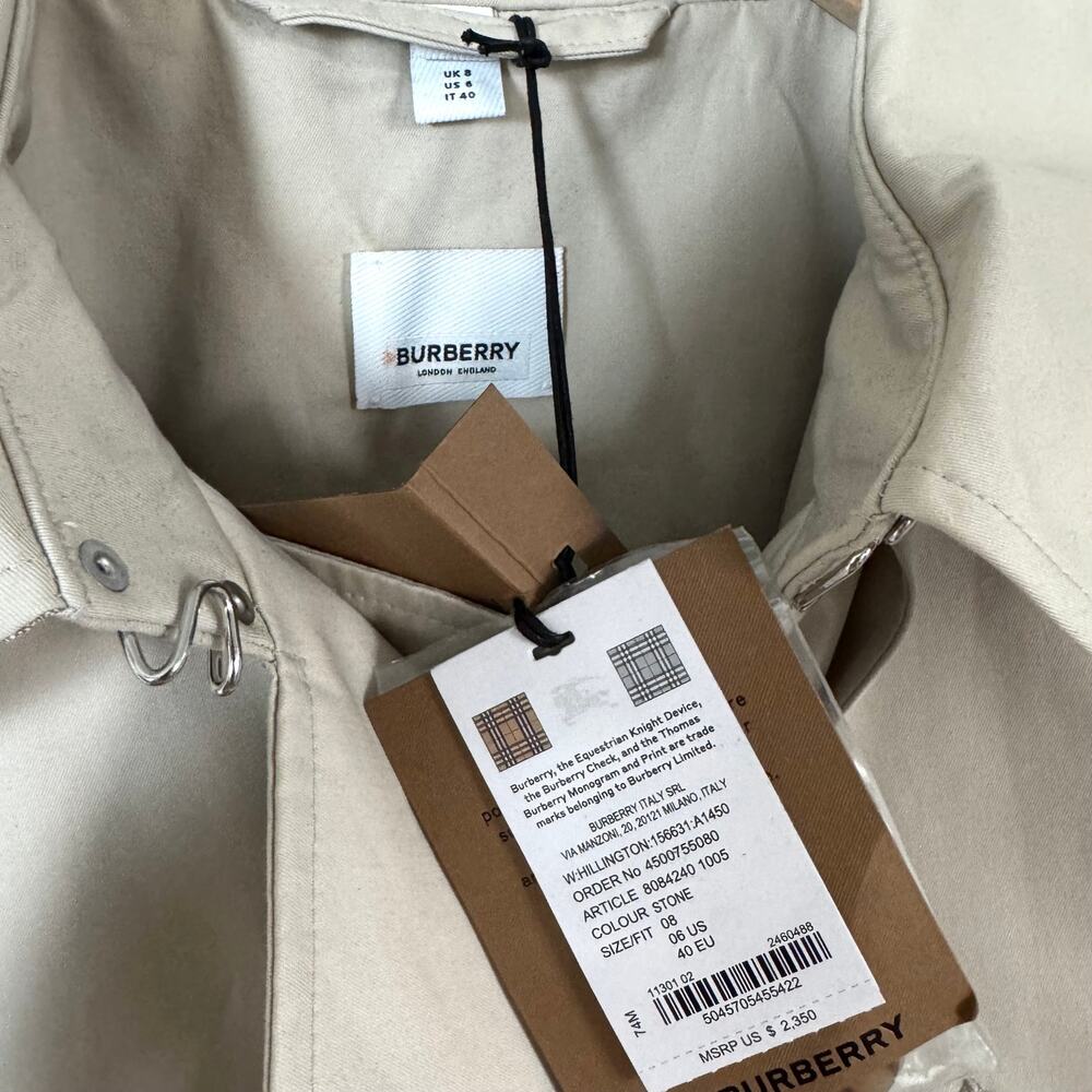 Burberry Double Breasted Stone Belted Trench Coat UK 8 NEW Hillington Nova Check - Picture 5 of 6